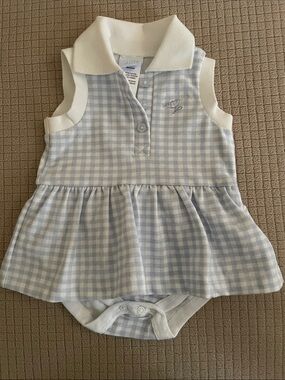 Draper James Light Blue Gingham Polo Dress 3-6 Mo.